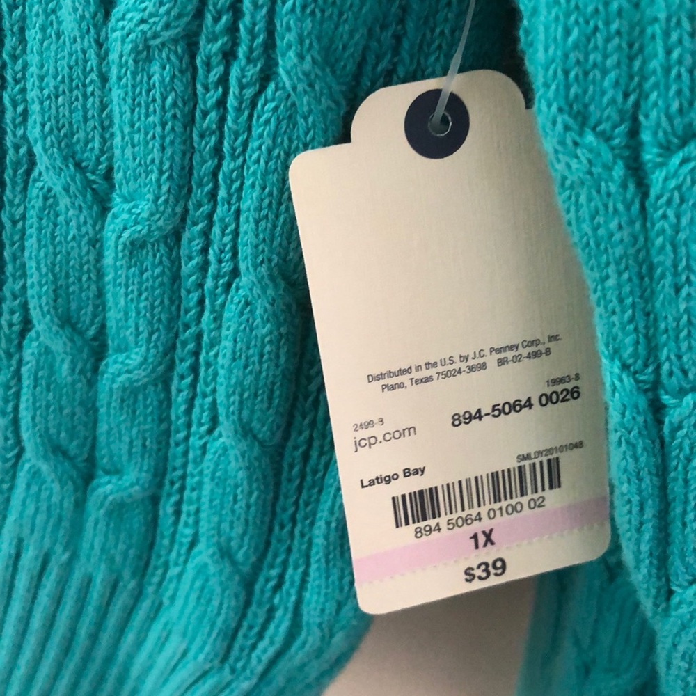 St. John's Bay Cable V-Neck Sweater - Plus - Picture 5 of 5